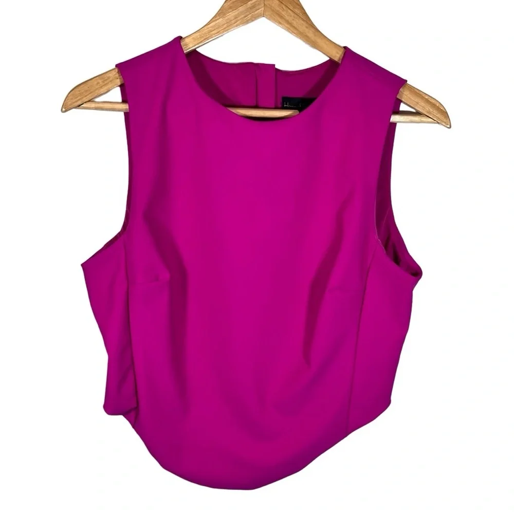 NWT House of Harlow Fuchsia Pink Crop Top Back Full Zip Top Size 10 - Picture 1 of 7
